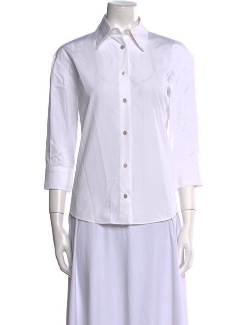 Sharis Place Private Label Three-Quarter Sleeve Button-Up Top