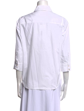 Sharis Place Private Label Three-Quarter Sleeve Button-Up Top