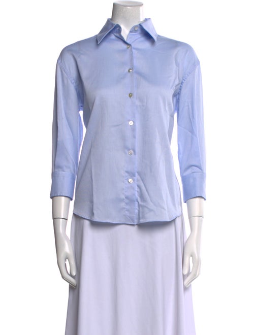 Sharis Place Private Label Three-Quarter Sleeve Button-Up Top