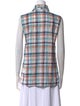 Sharis Place Private Label Plaid Print Sleeveless Button-Up Top