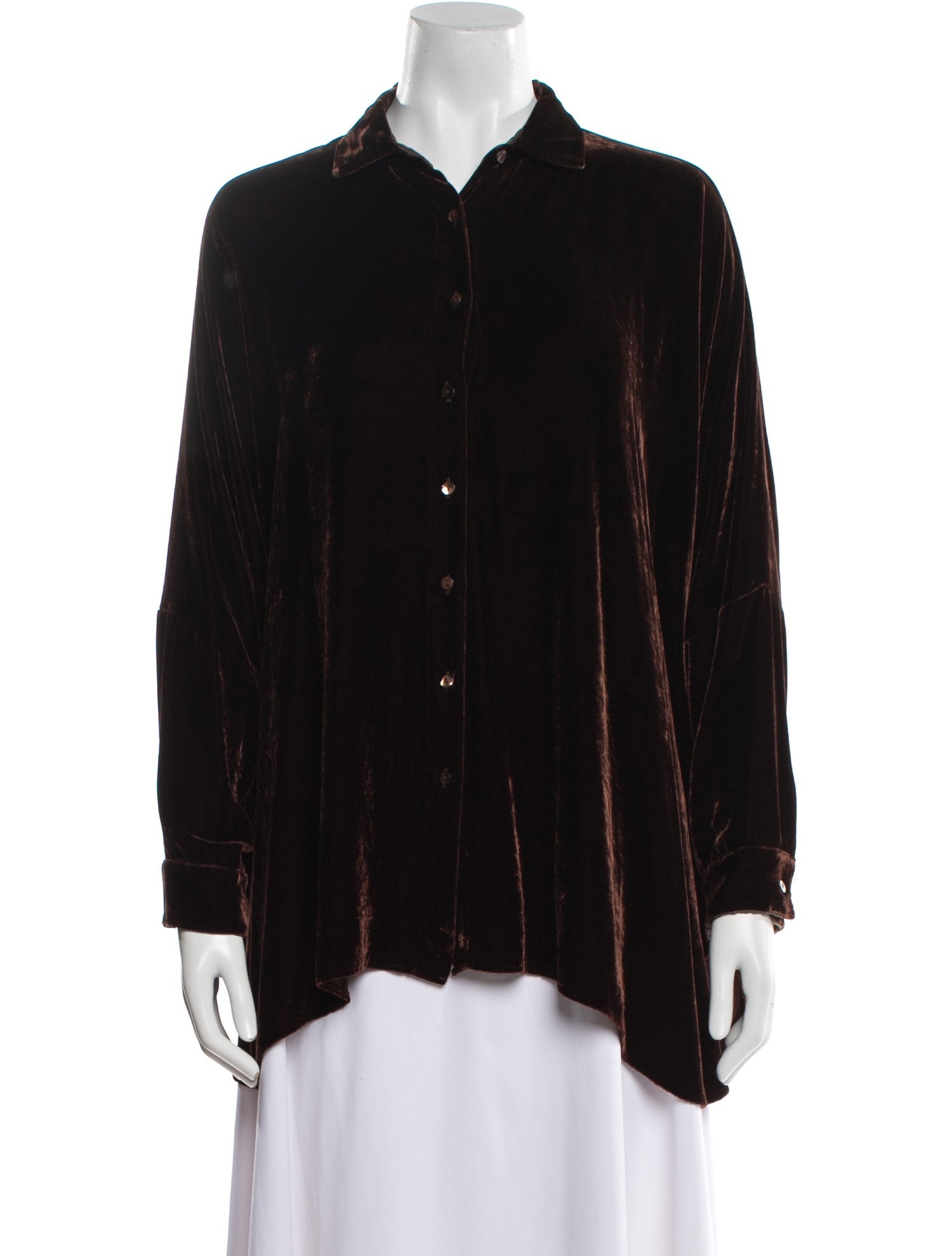 Sharis Place Private Label Printed Long Sleeve Button-Up Top