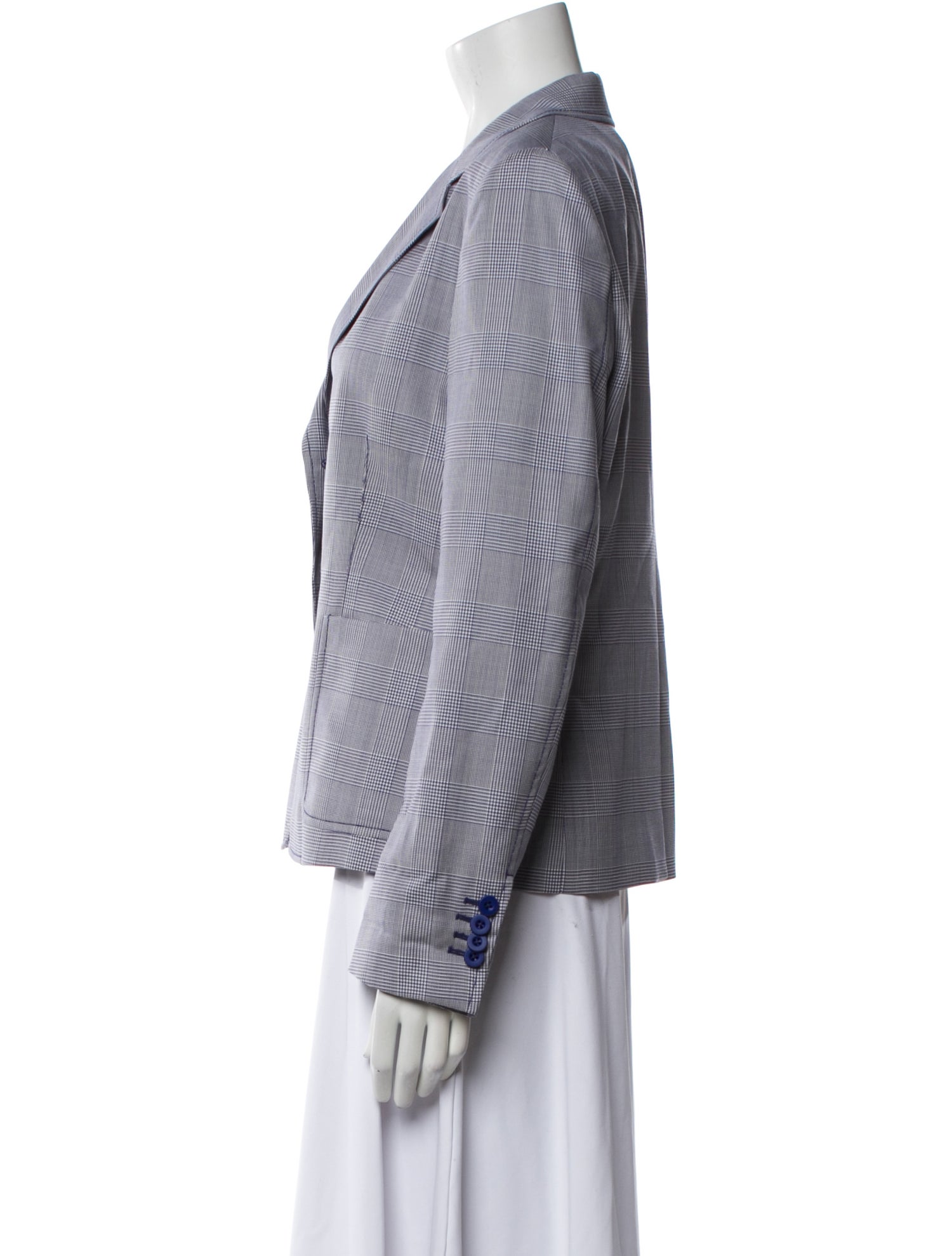 Sharis Place Private Label Virgin Wool Plaid Print Blazer