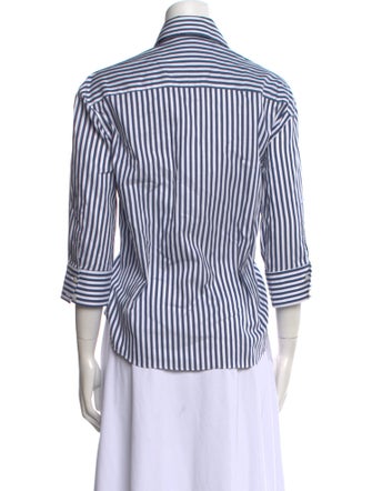 Sharis Place Private Label Striped Three-Quarter Sleeve Button-Up Top