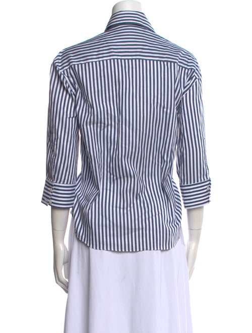 Sharis Place Private Label Striped Three-Quarter Sleeve Button-Up Top