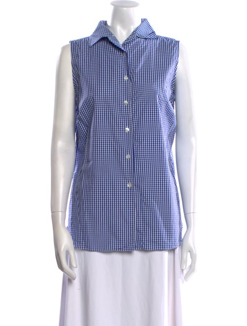 Sharis Place Private Label Plaid Print Sleeveless Button-Up Top