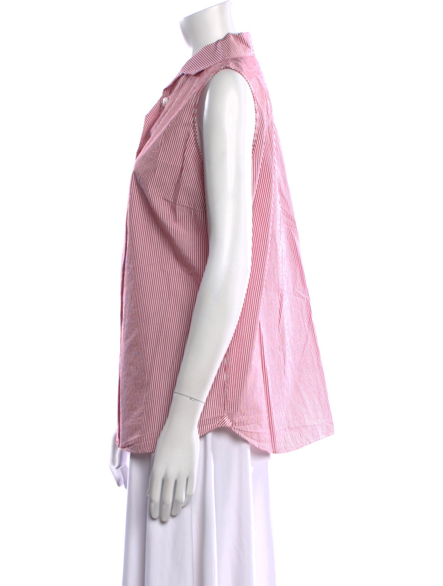 Sharis Place Private Label Striped Sleeveless Button-Up Top