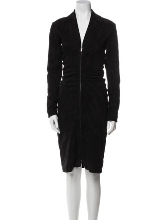 Sharis Place Private Label Leather Knee-Length Dress