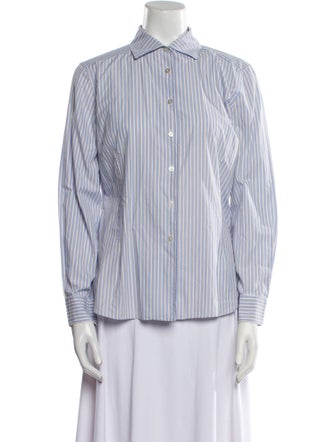 Sharis Place Private Label Striped Long Sleeve Button-Up Top