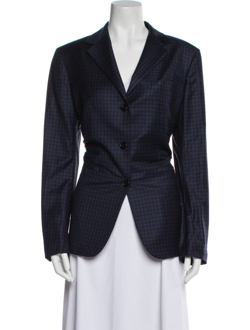 Sharis Place Private Label Wool Plaid Print Blazer