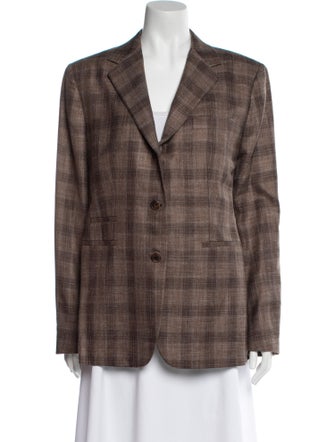 Sharis Place Private Label Wool Plaid Print Blazer