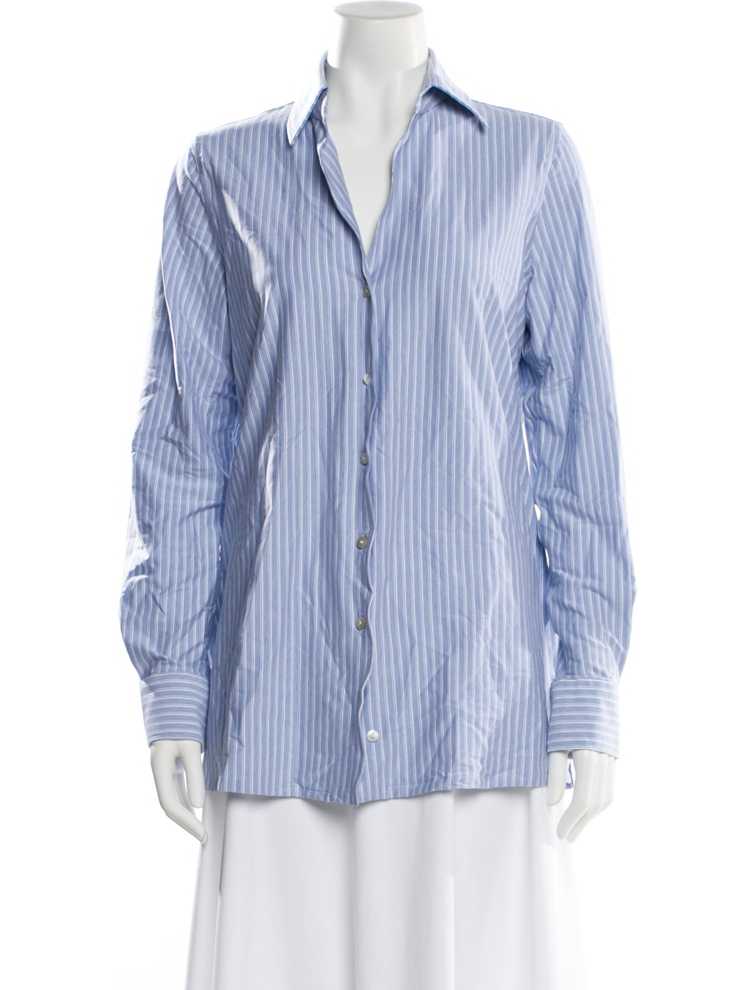 Sharis Place Private Label Striped Long Sleeve Button-Up Top