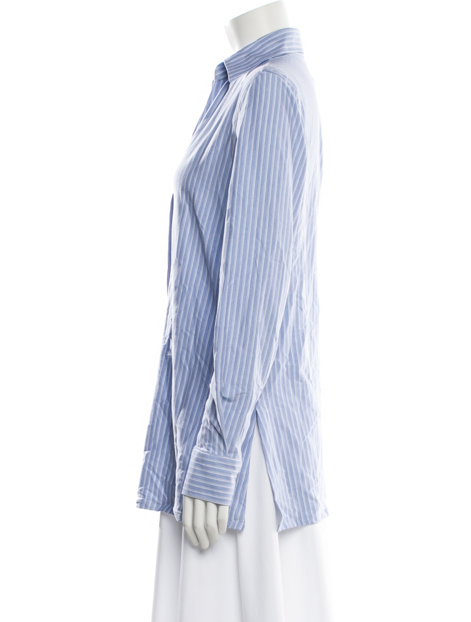 Sharis Place Private Label Striped Long Sleeve Button-Up Top