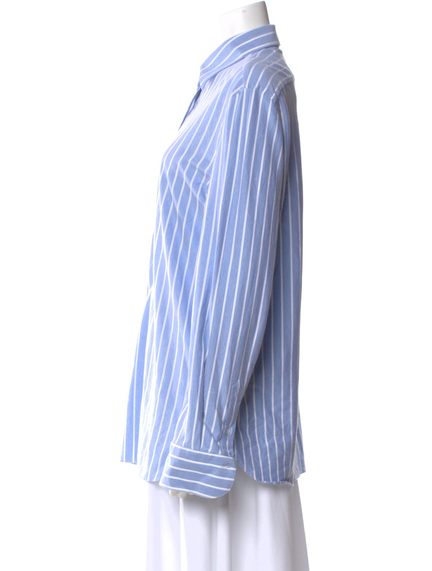 Sharis Place Private Label Striped Long Sleeve Button-Up Top