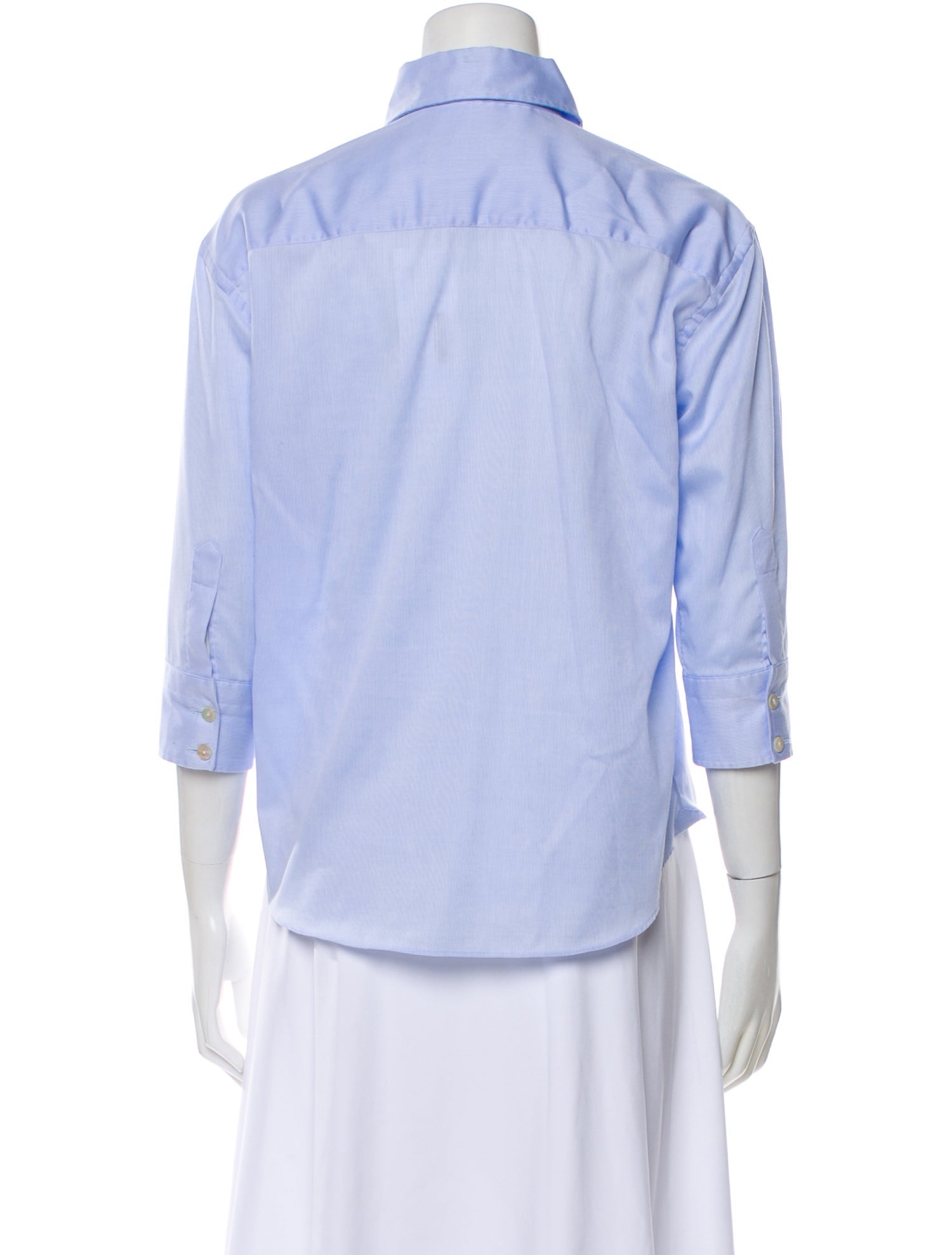 Sharis Place Private Label Striped Three-Quarter Sleeve Button-Up Top