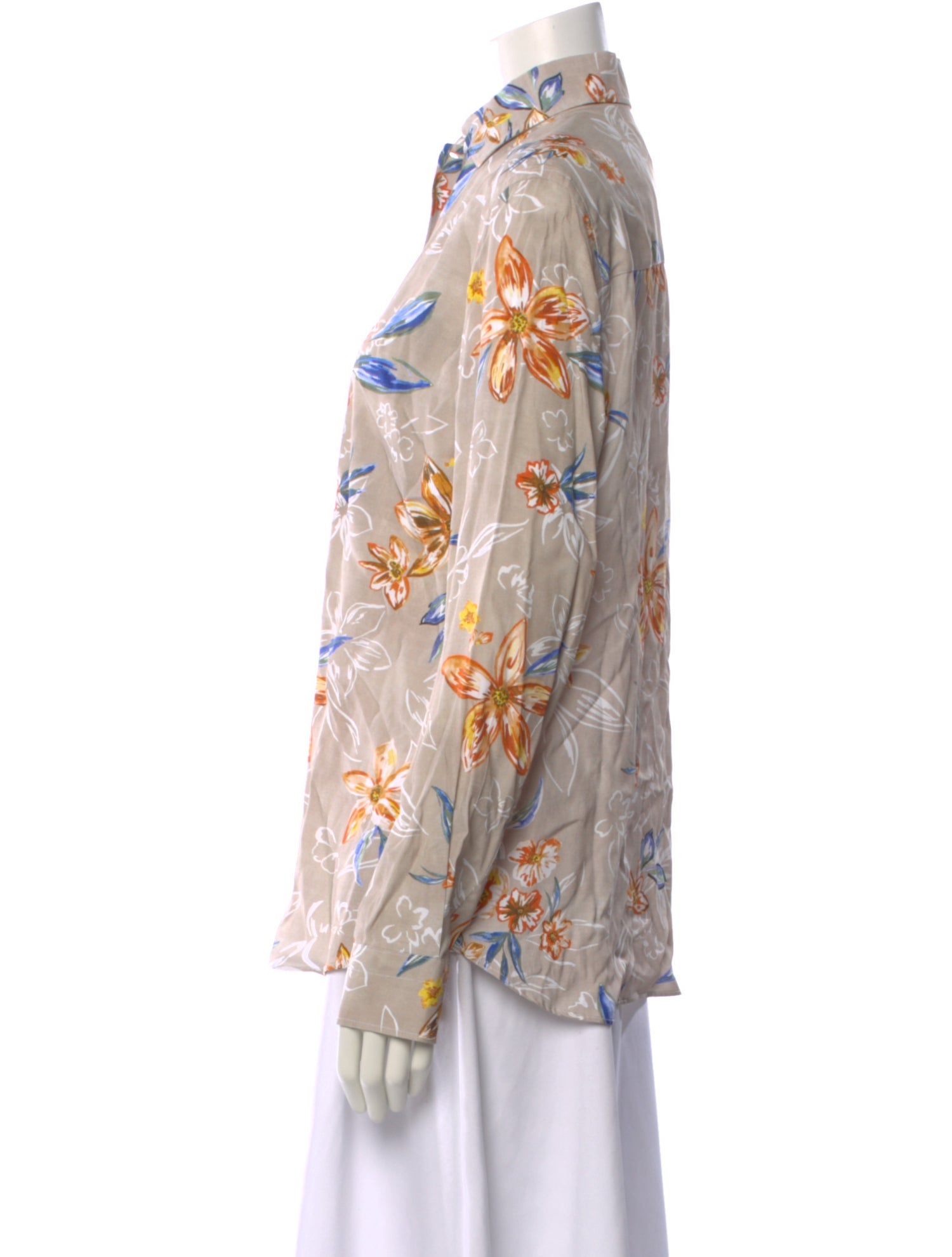 Sharis Place Private Label Floral Print Long Sleeve Button-Up Top