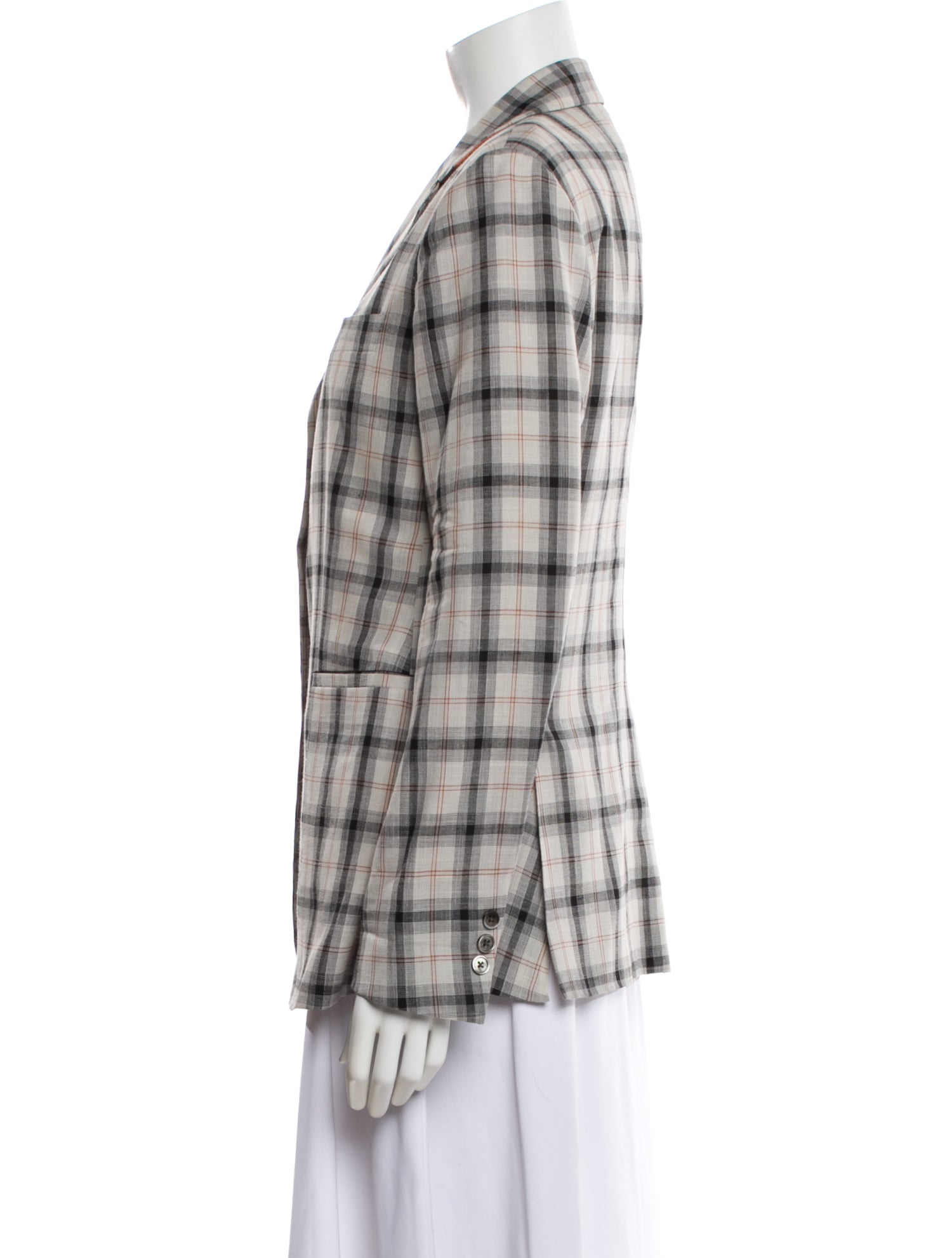 Sharis Place Private Label Wool Plaid Print Blazer