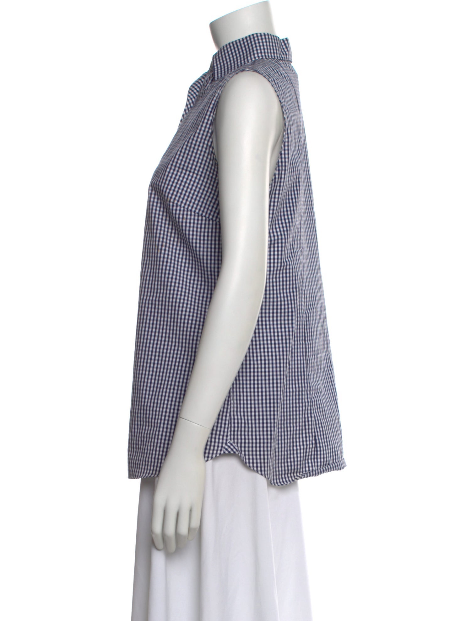 Sharis Place Private Label Plaid Print Sleeveless Button-Up Top