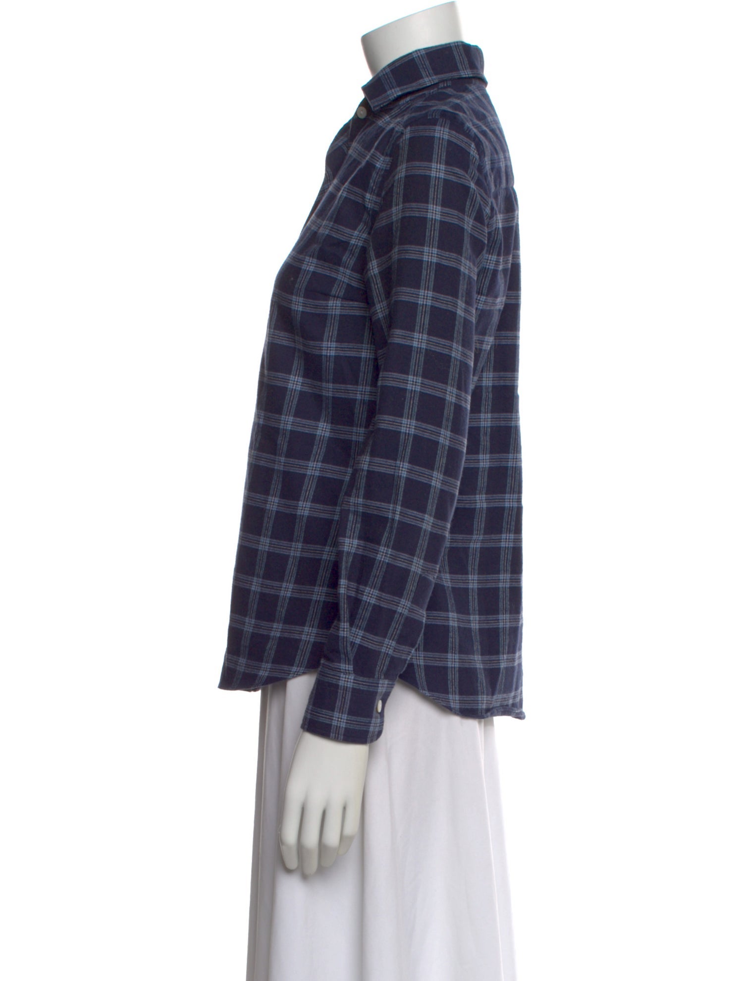 Sharis Place Private Label Plaid Print Long Sleeve Button-Up Top