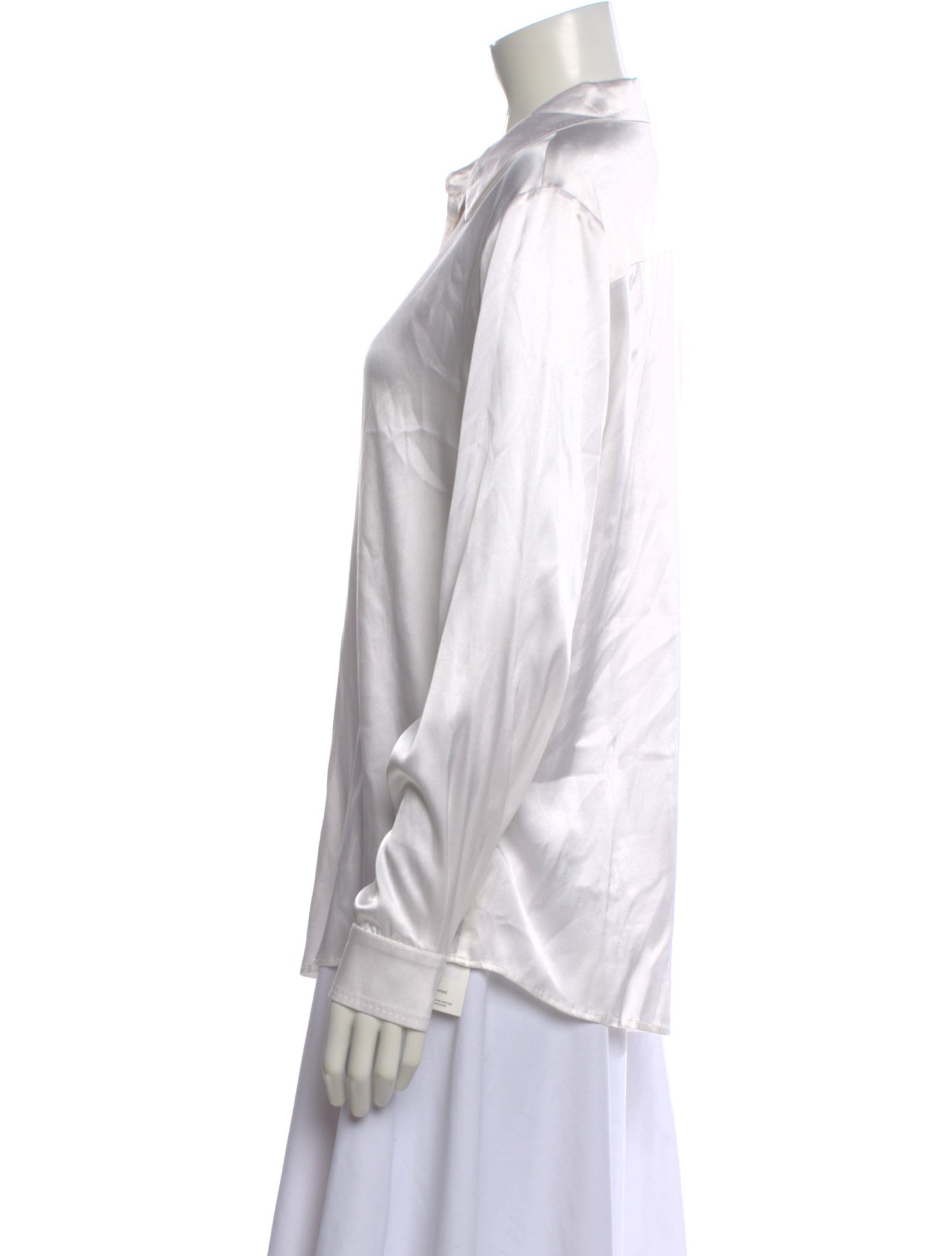 Sharis Place Private Label Silk Long Sleeve Button-Up Top