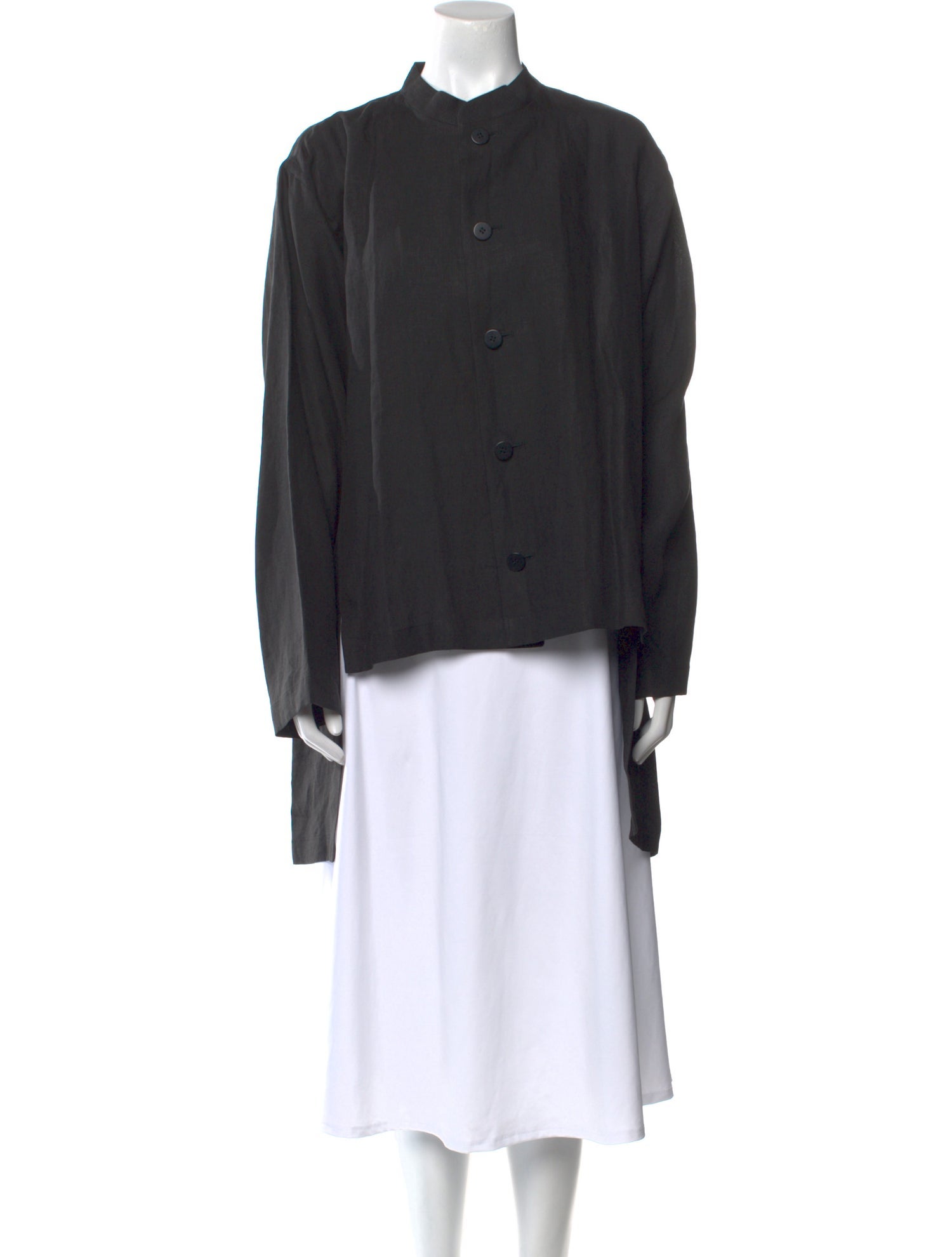 Shirin Guild Linen Mock Neck Button-Up Top