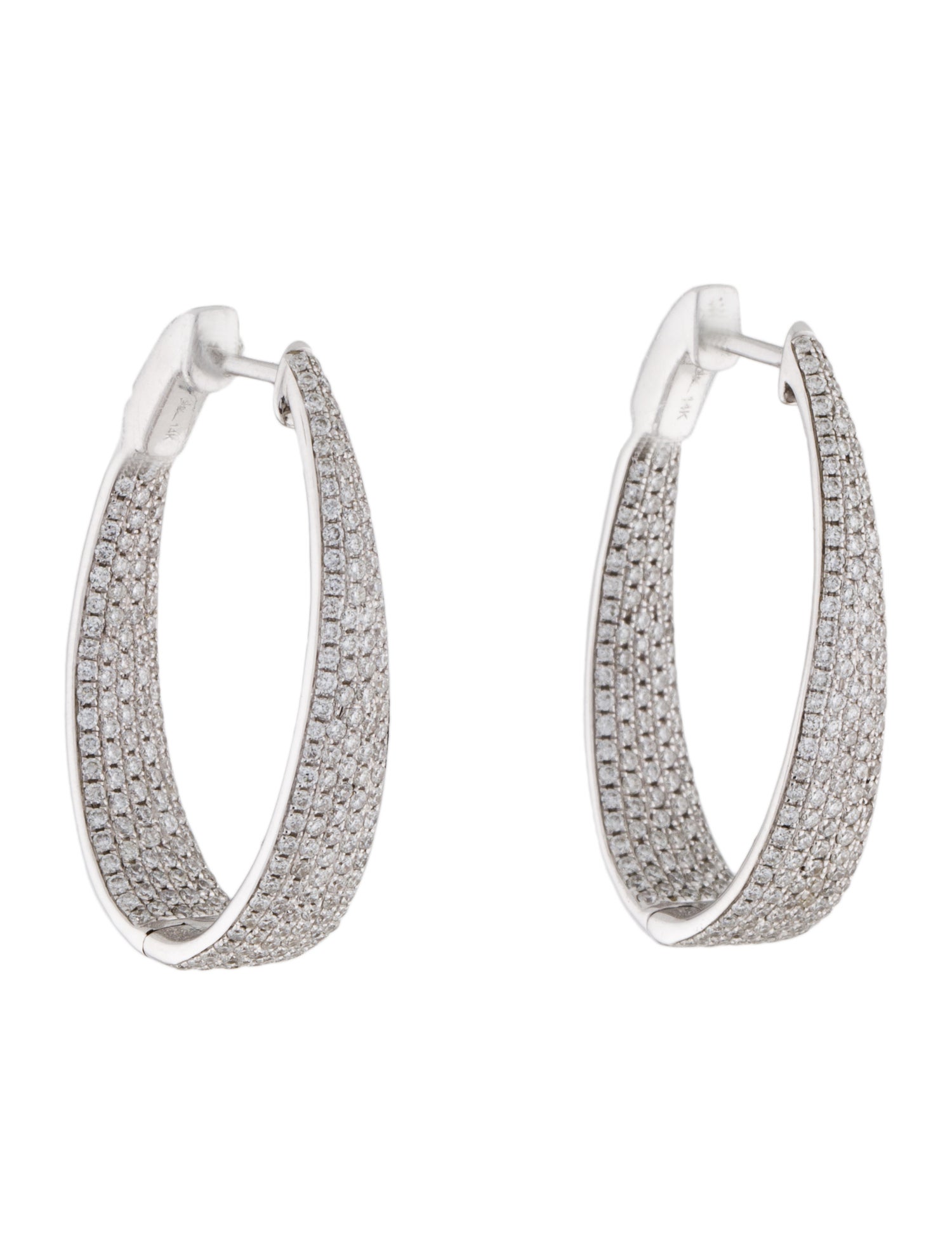 Shy Creation 14K 1.69ctw Diamond Inside-Out Oval Hoop Earrings ...