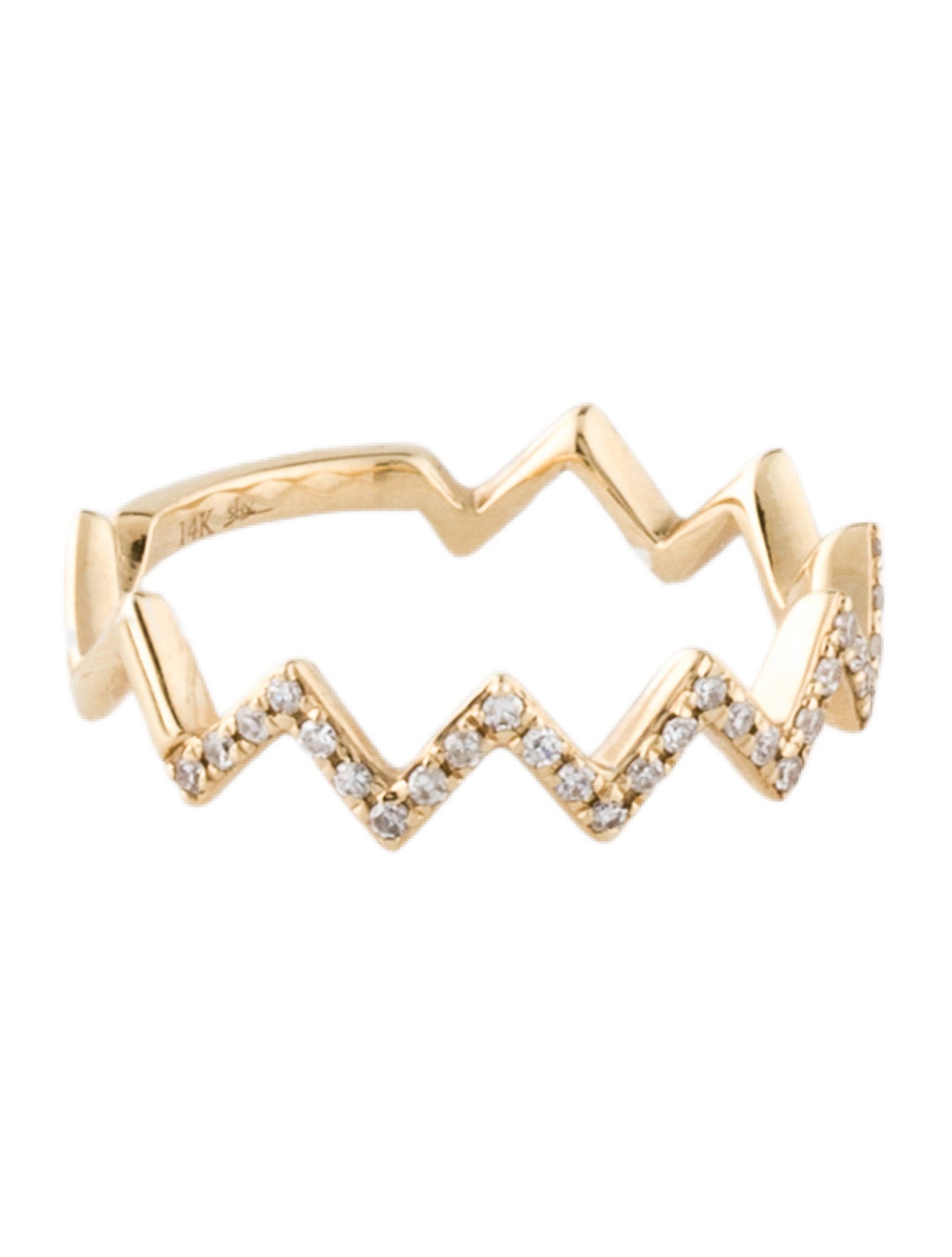 Shy Creation 14K Diamond Zig Zag Ring