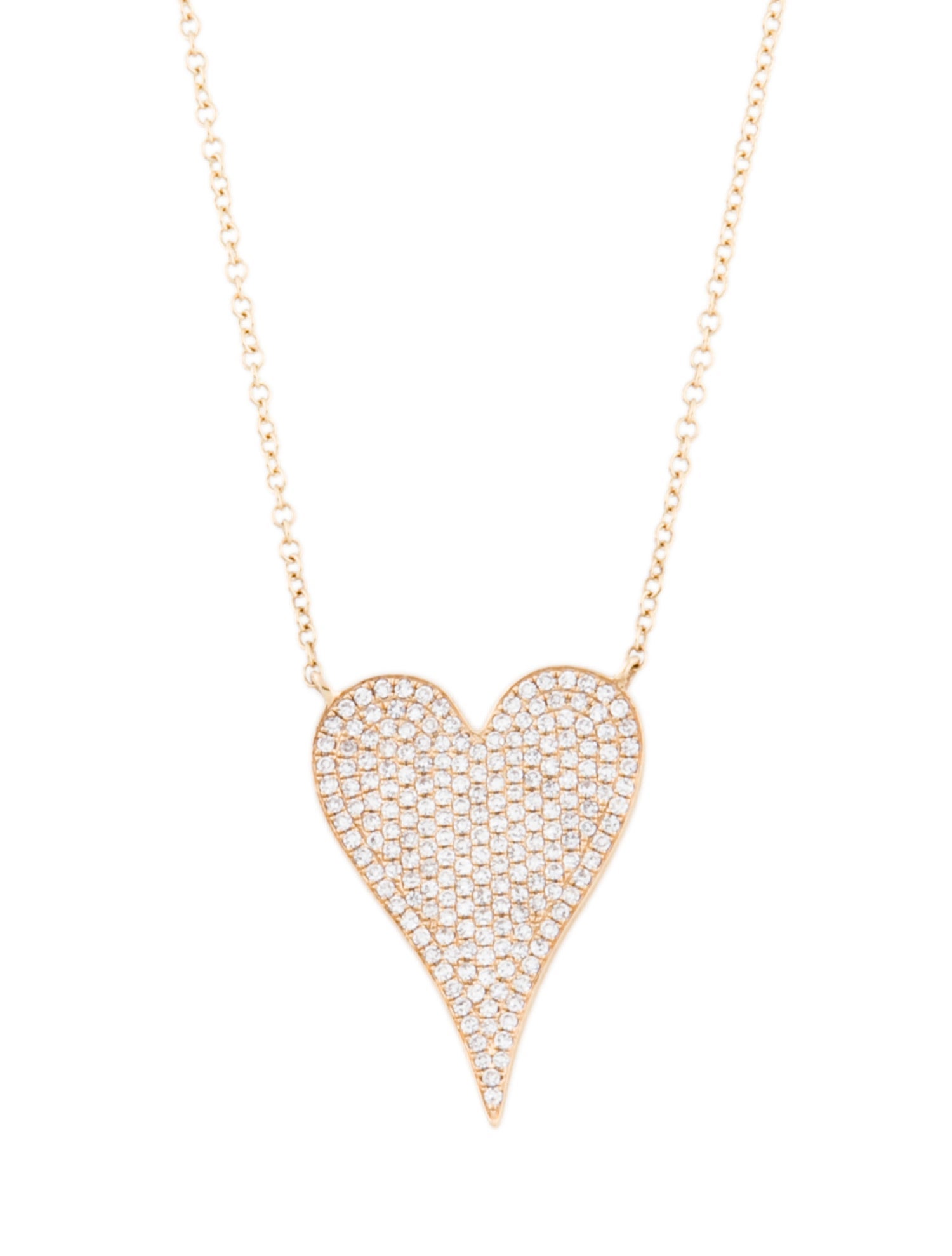 Shy Creation 14K Diamond Amor Pave Large Heart Pendant Necklace