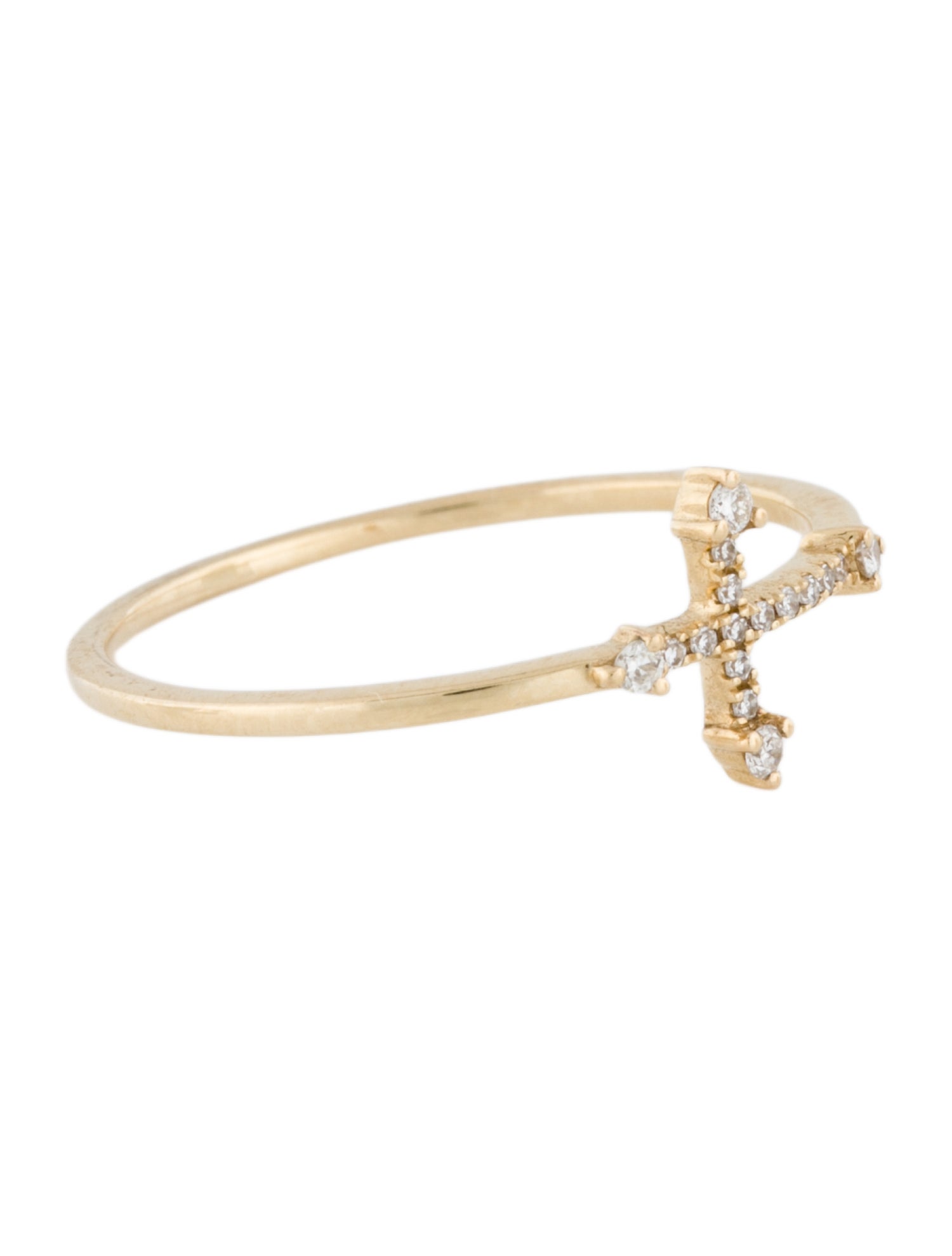 Shy Creation 14K Diamond Gothic Cross Band Ring
