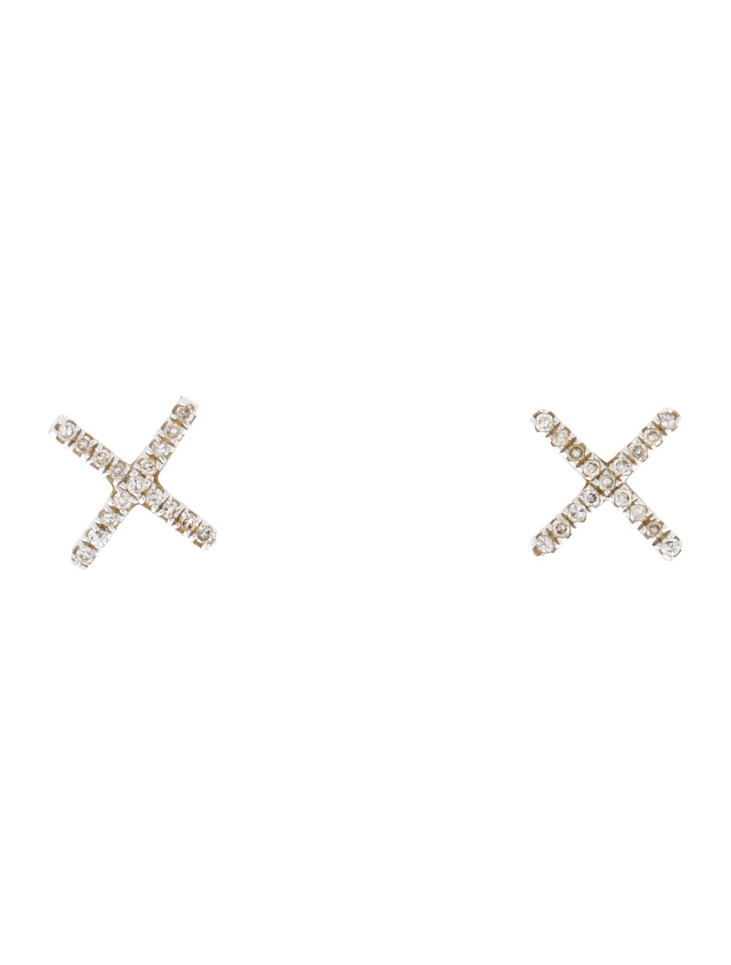 Shy Creation 14K Diamond 'X' Stud Earrings