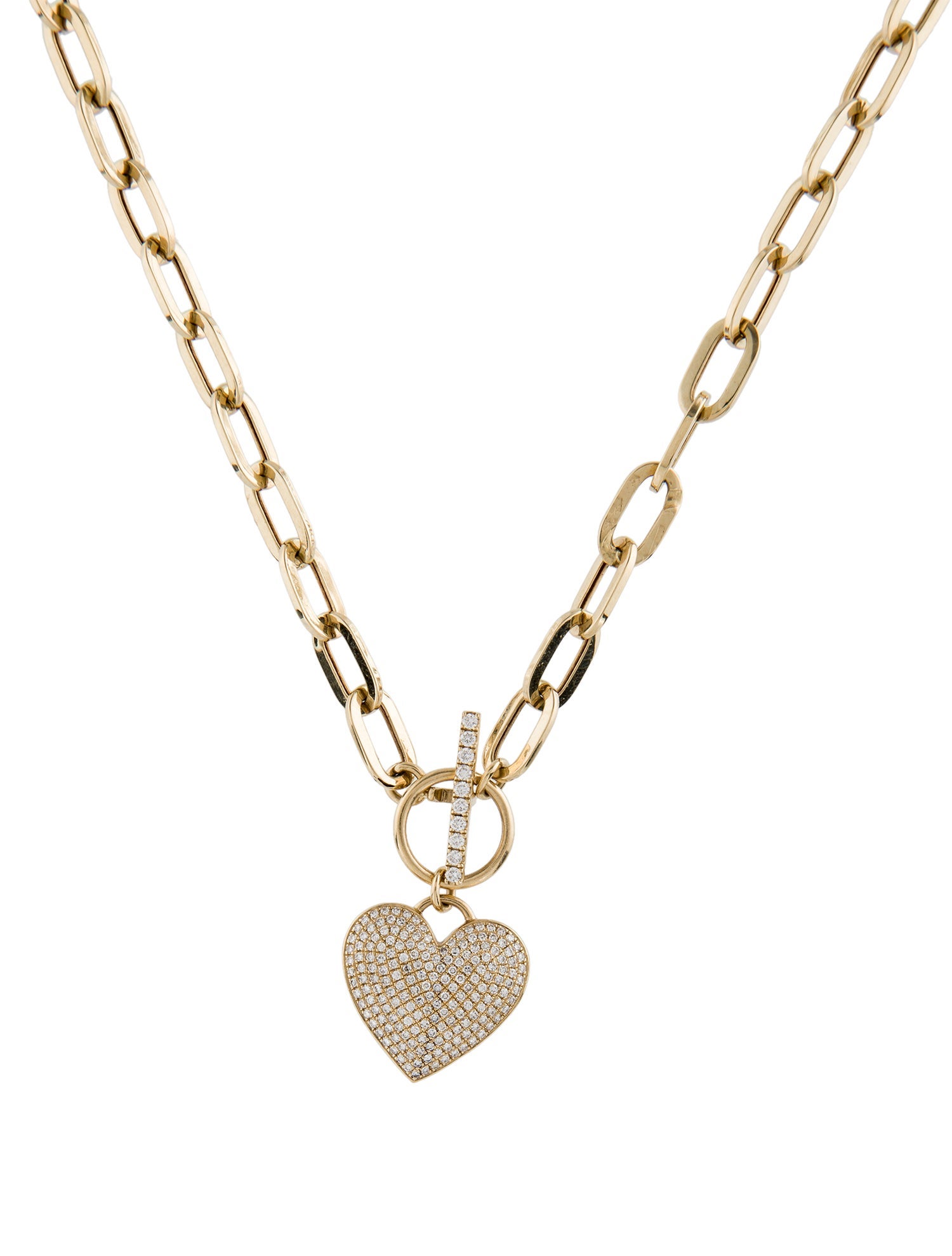 Shy Creation 14K Diamond Heart Toggle Necklace