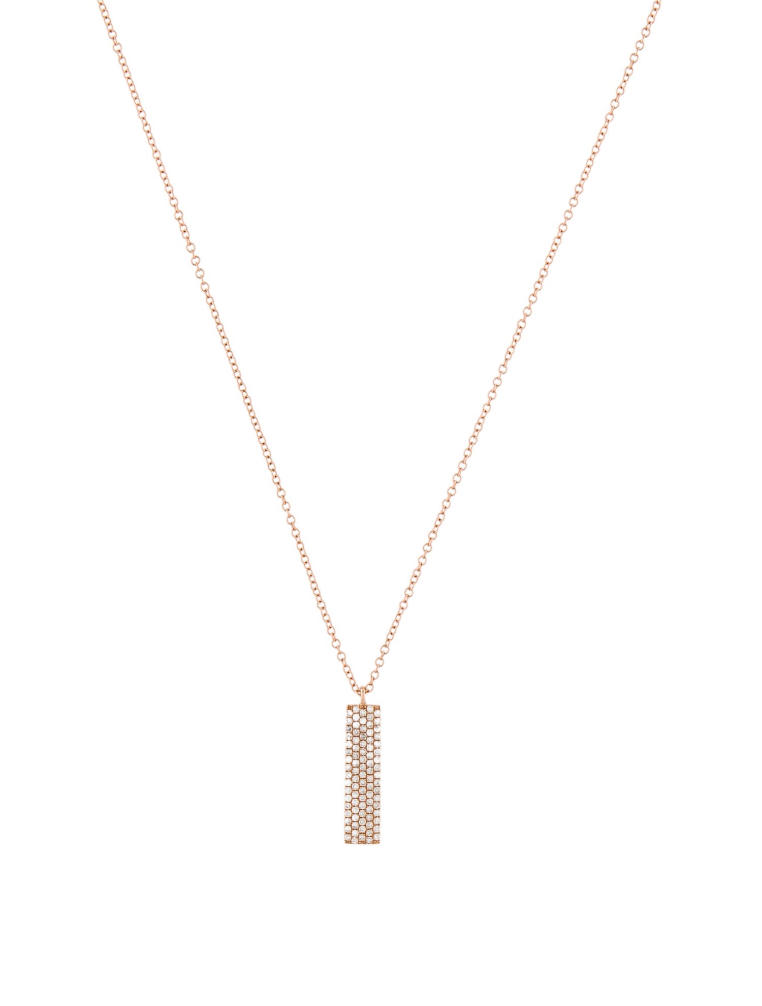 Shy Creation 14K Diamond Vertical Bar Pendant Necklace