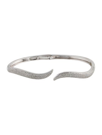 Shy Creation 14K Diamond Wave Cuff Bracelet