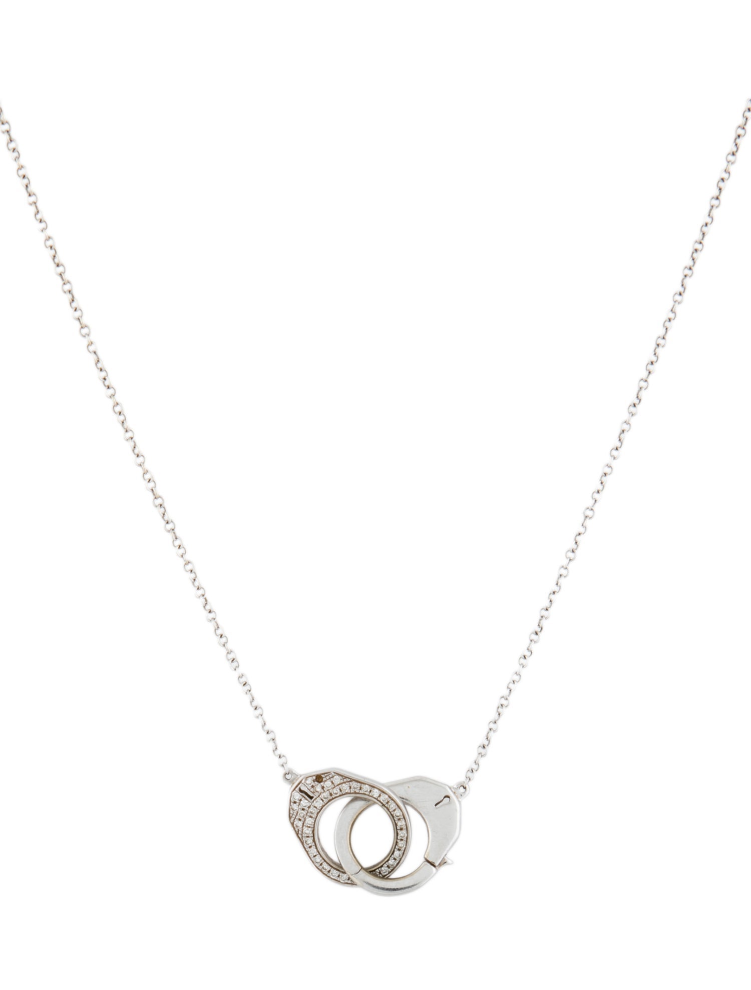 Shy Creation 14K Diamond Handcuffs Pendant Necklace