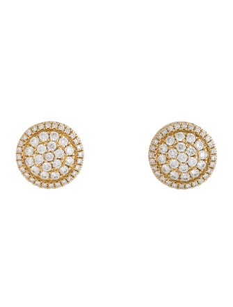 Shy Creation 14K Diamond Pavé Circle Stud Earrings