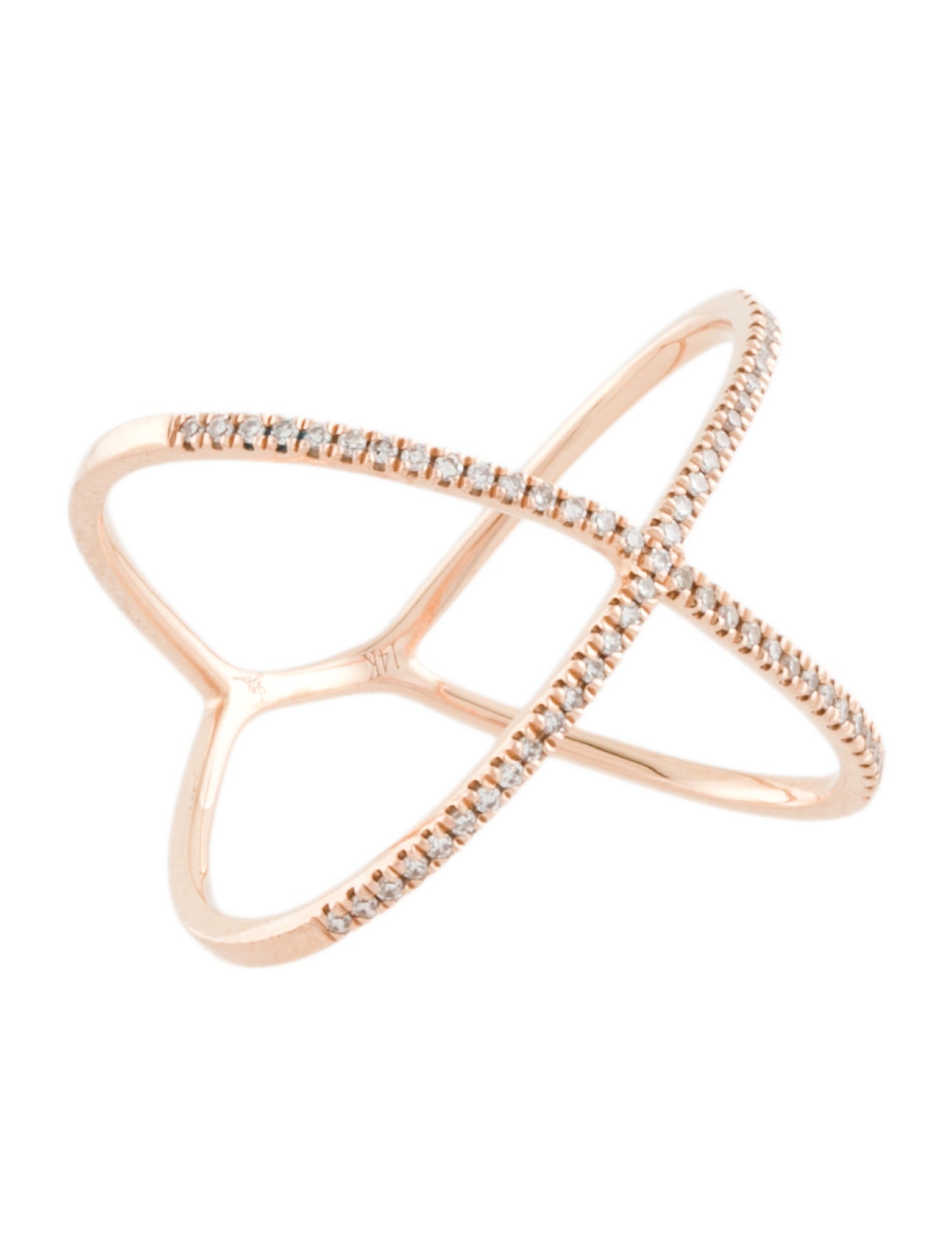 Shy Creation 14K Diamond X Ring