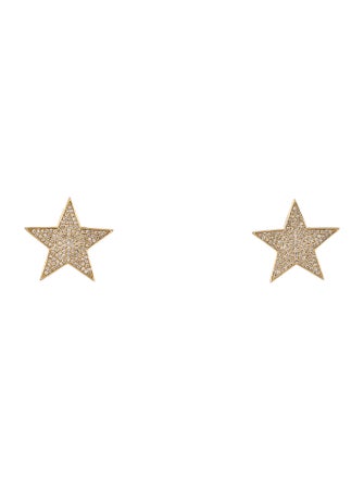 Shy Creation 14K Diamond Star Stud Earrings