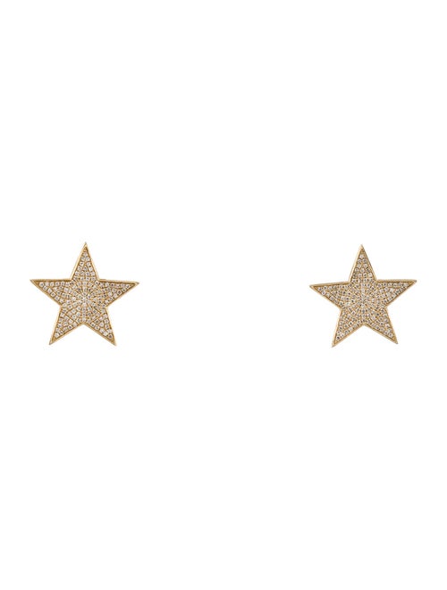 Shy Creation 14K Diamond Star Stud Earrings