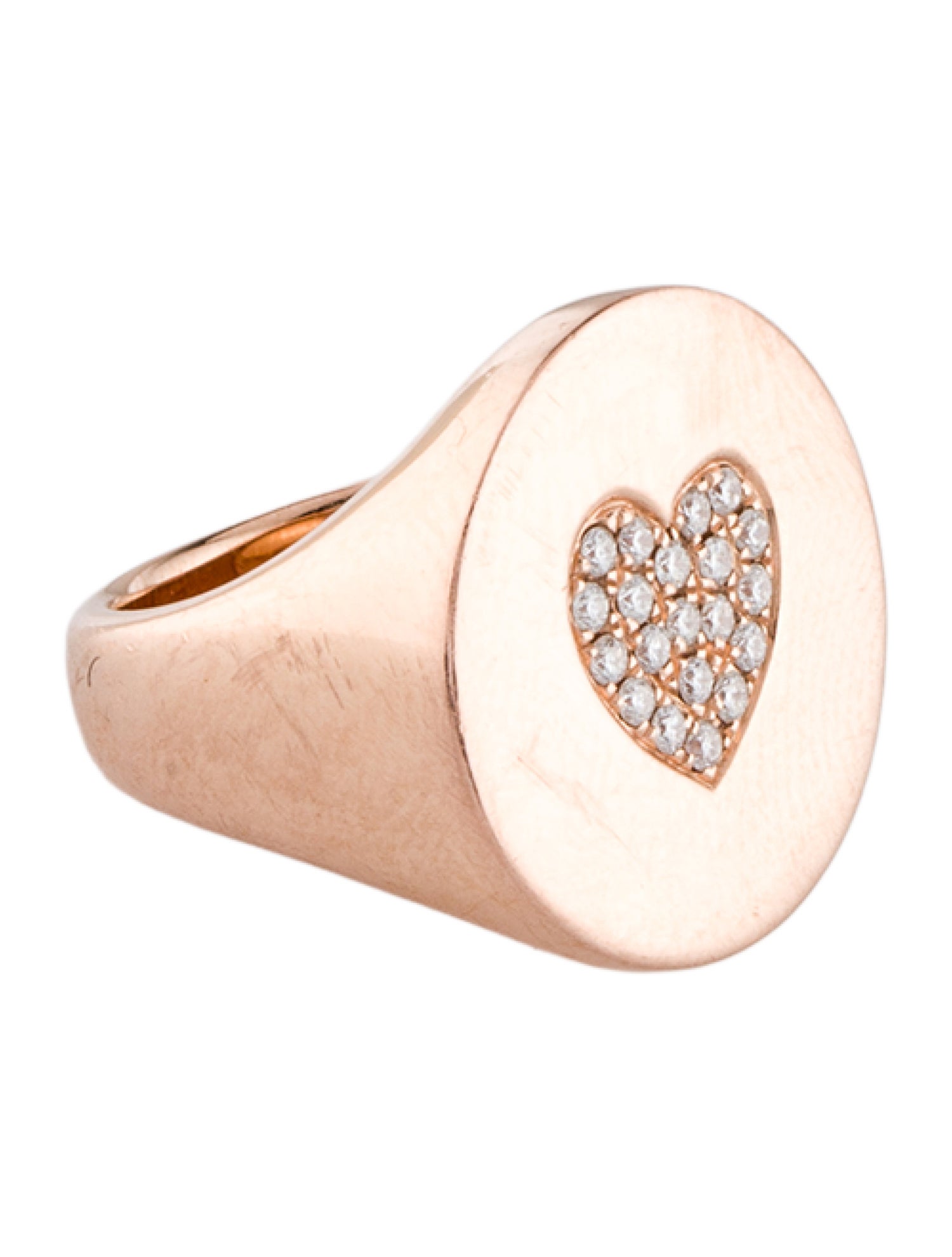 Shy Creation 14K Diamond Heart Signet Ring