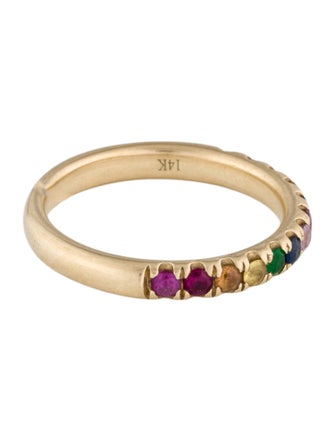 Shy Creation 14K Emerald, Ruby & Sapphire Band