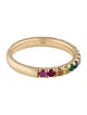 Shy Creation 14K Emerald, Ruby & Sapphire Band