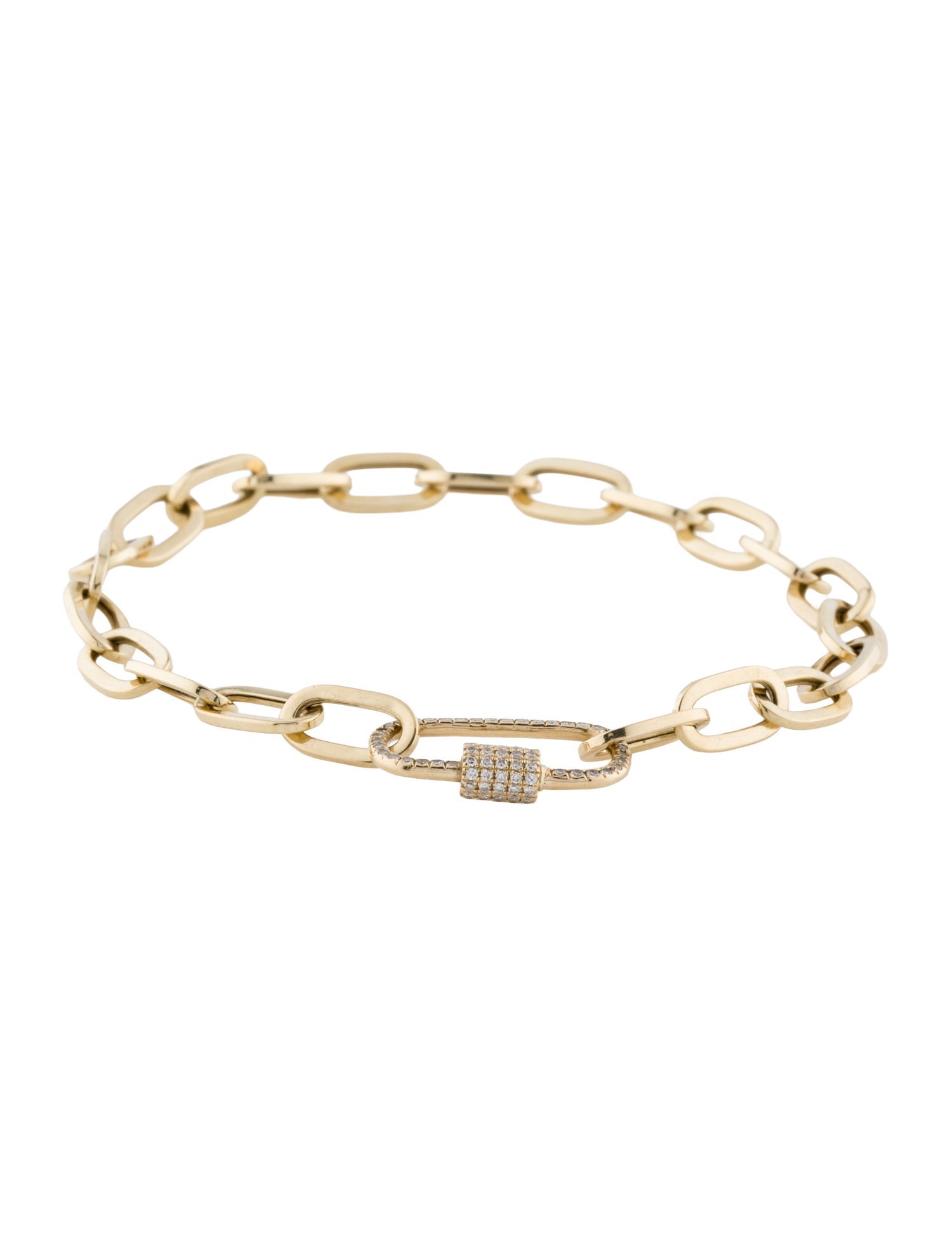 Shy Creation 14K Diamond Paper Clip Link Bracelet