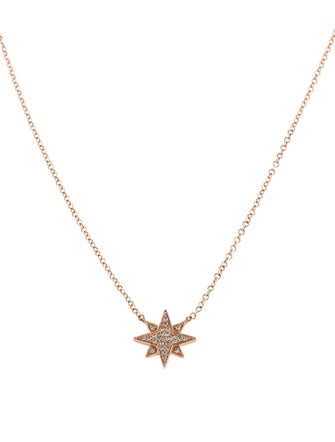 Shy Creation 14K Diamond Starburst Pendant Necklace