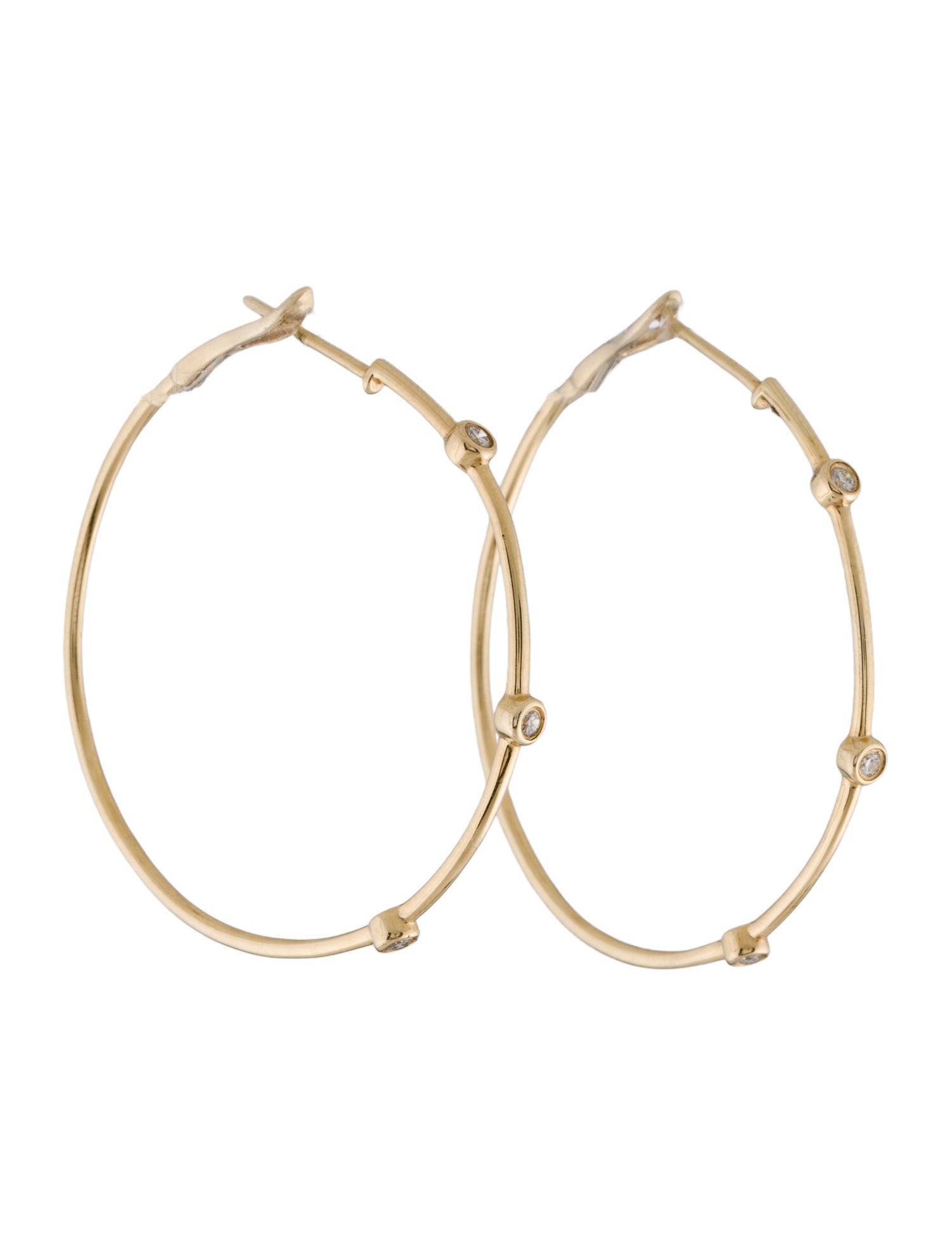 Shy Creation 14K Diamond Hoop Earrings