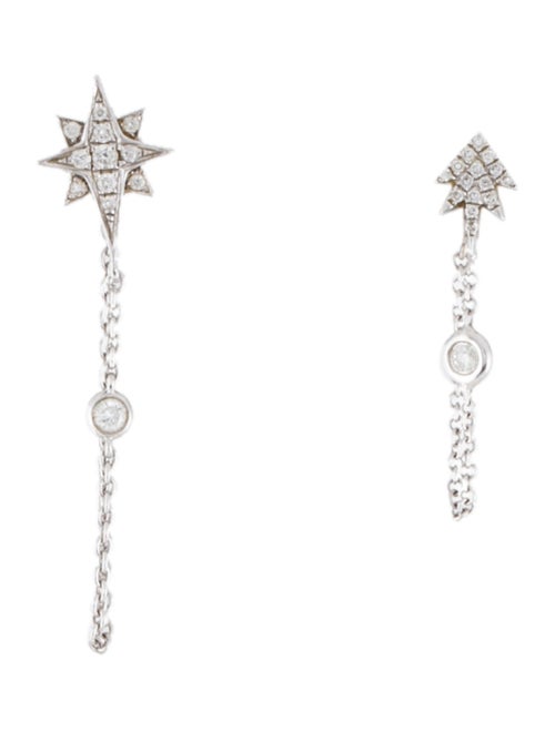 Shy Creation 18K Diamond Asymmetrical Star Chain Earrings