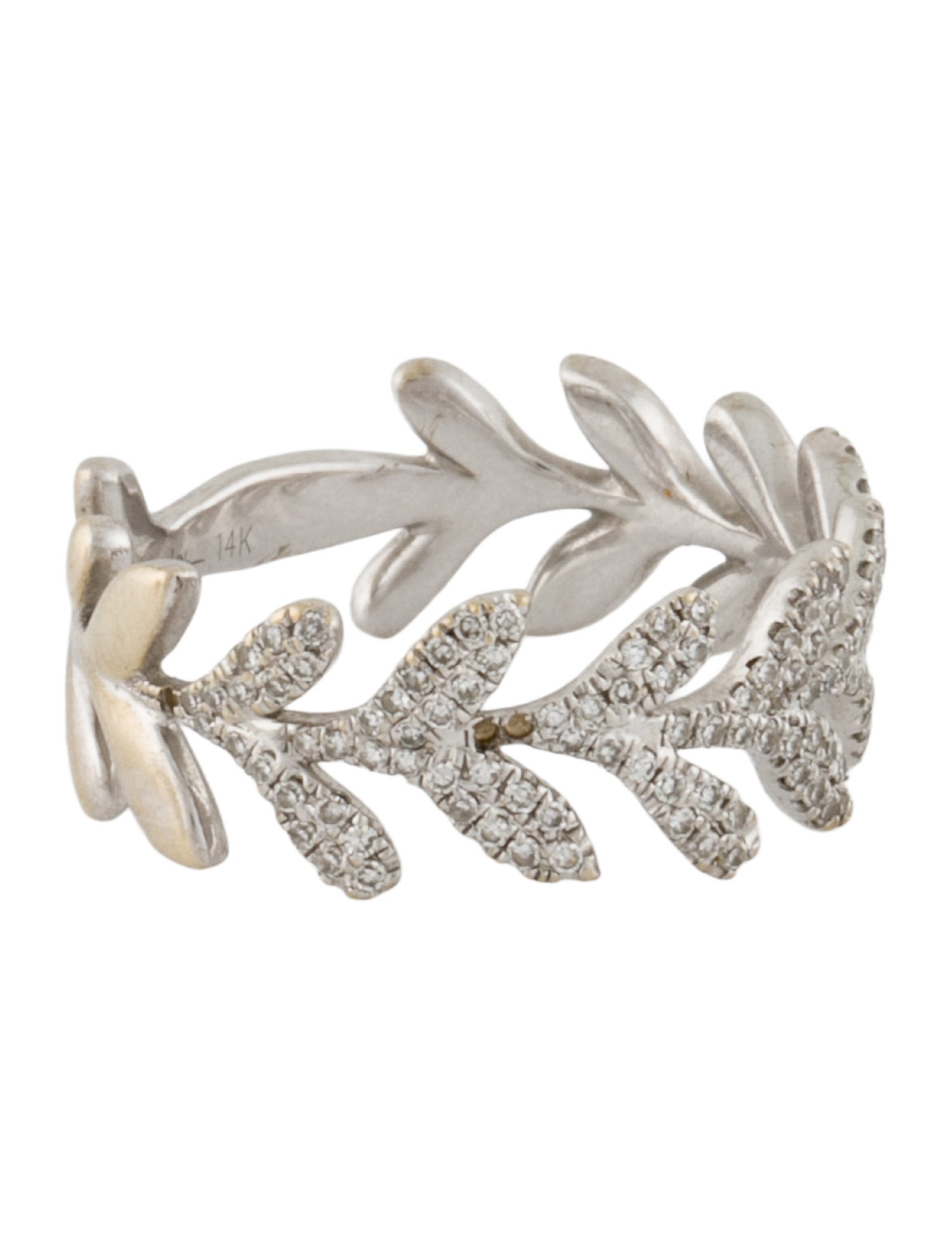 Shy Creation 14K Diamond Leaf Band