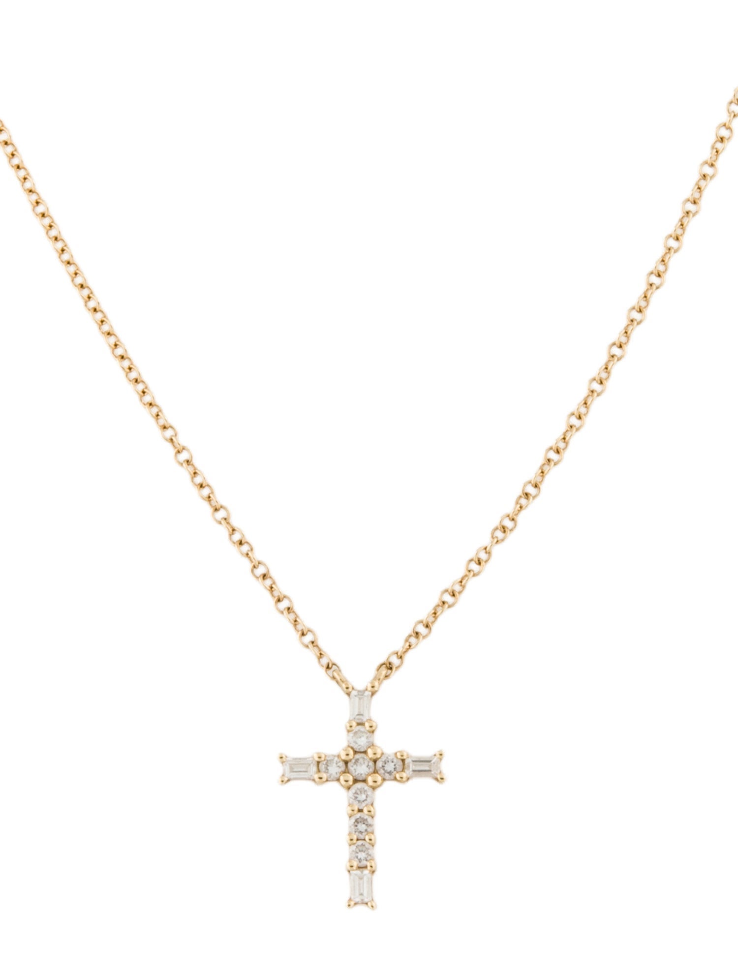 Shy Creation 14K Diamond Cross Pendant Necklace