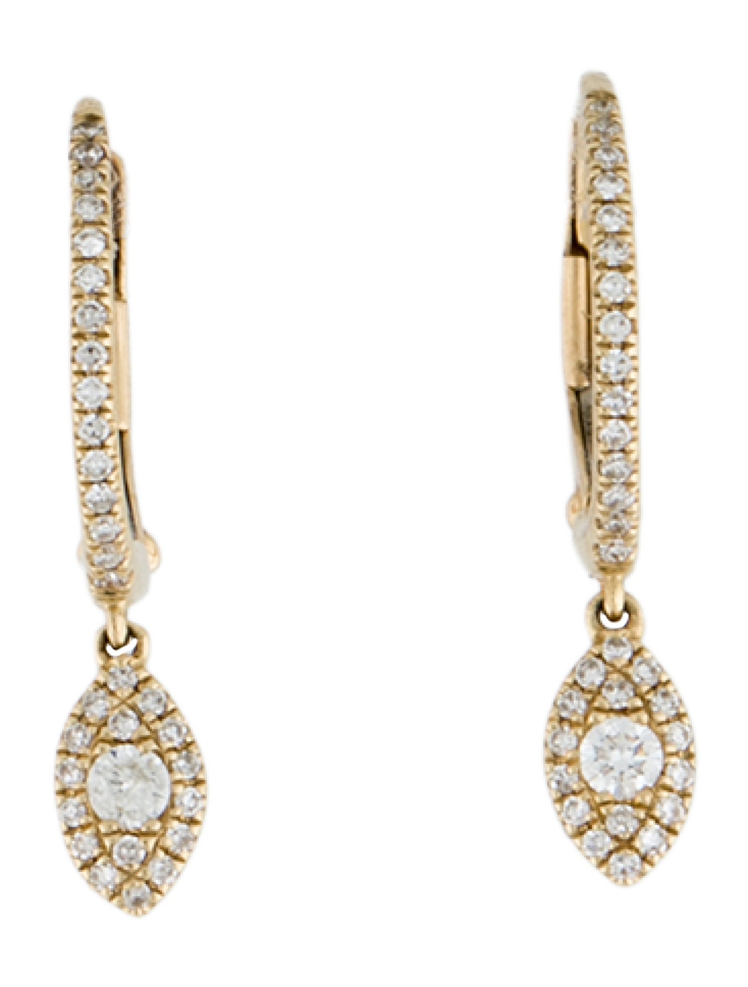 Shy Creation 14K Diamond Dangle Hoop Earrings