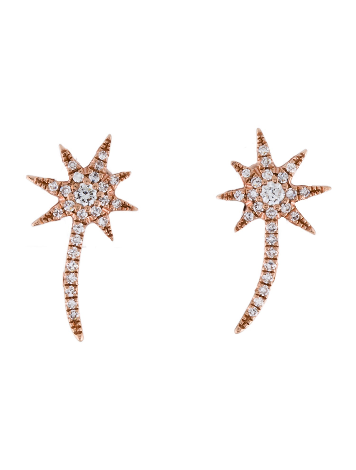 Shy Creation 14K Diamond Shooting Star Stud Earrings