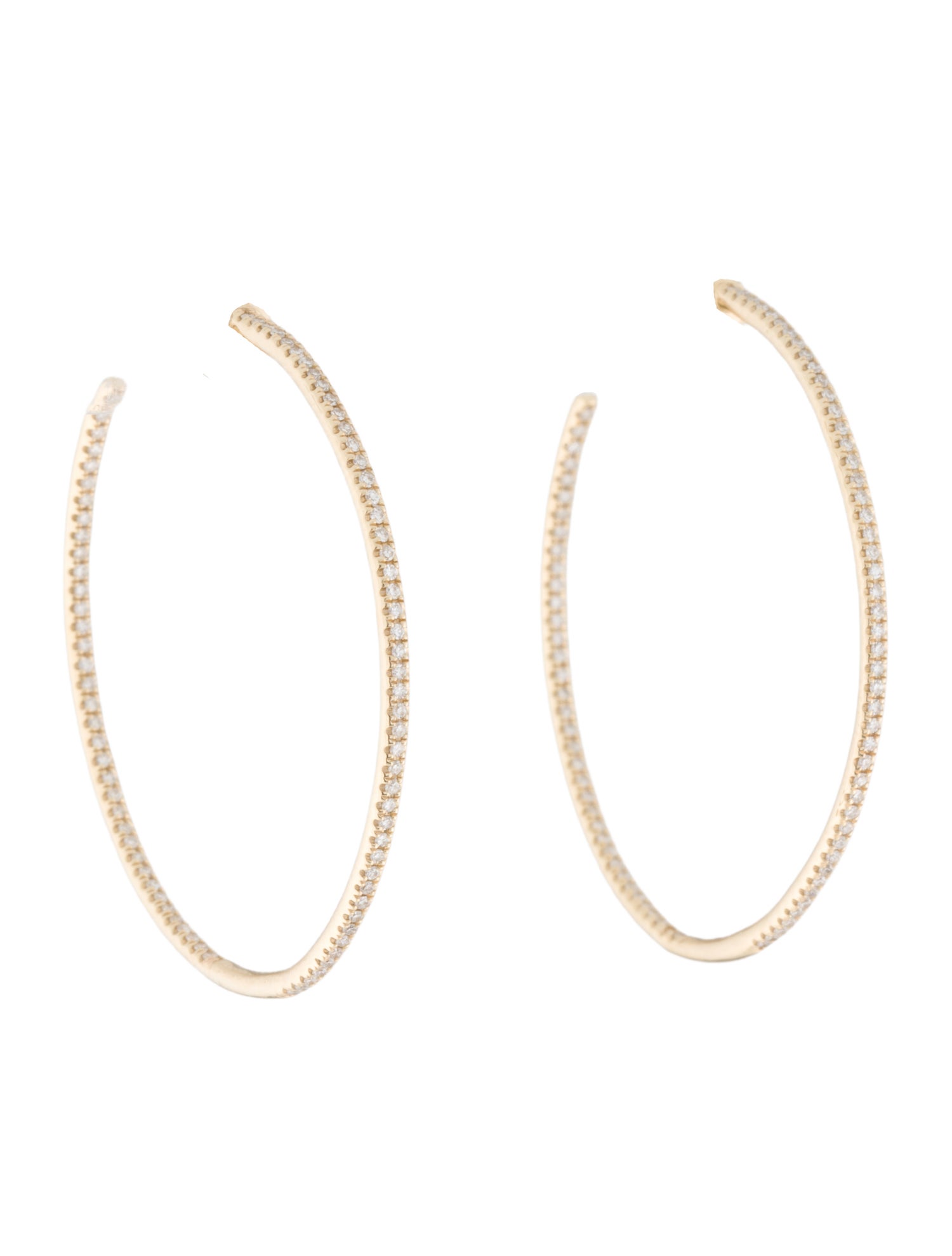Shy Creation 14K Diamond Inside Out Hoop Earrings