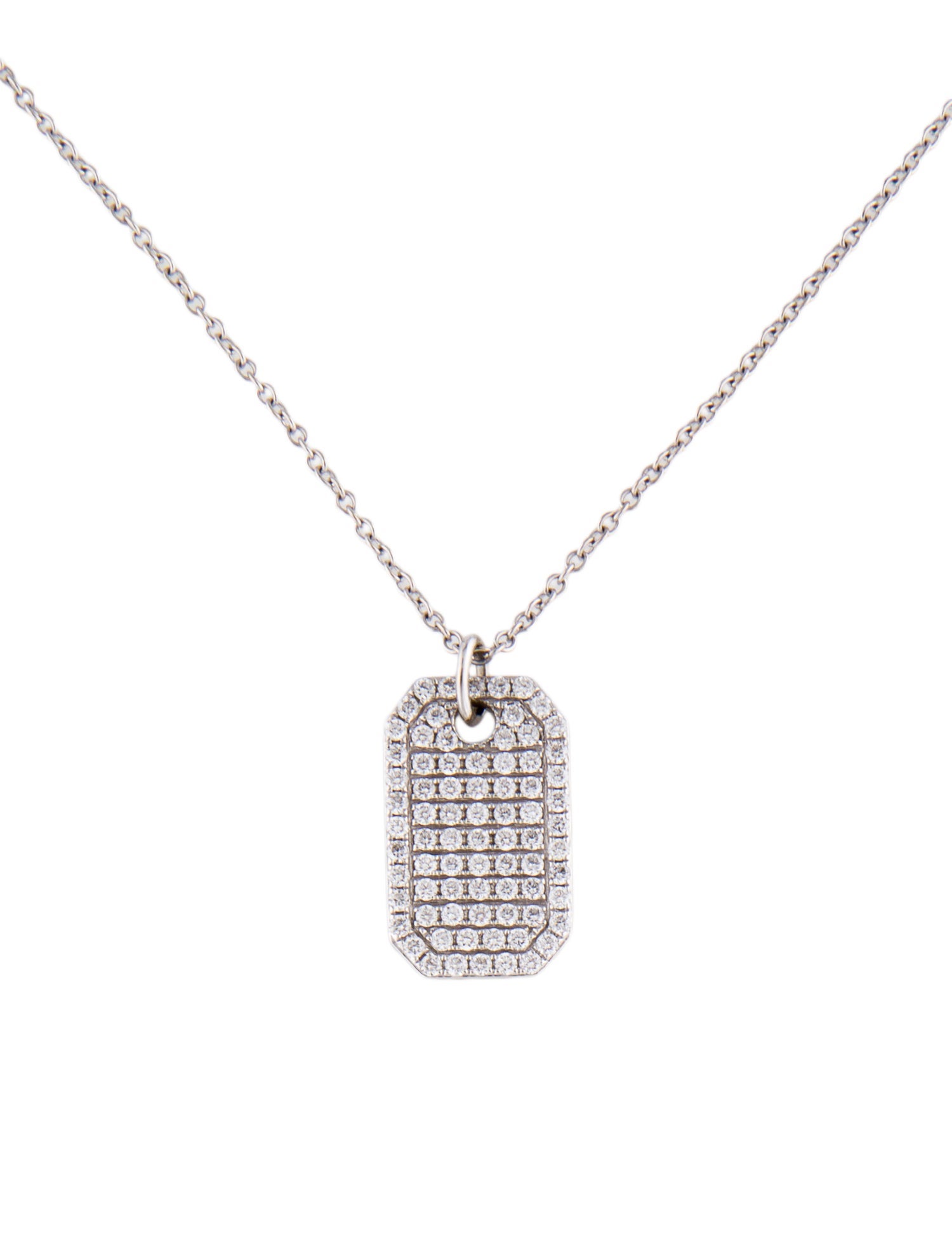 Shy Creation 14K Diamond Dog Tag Pendant Necklace